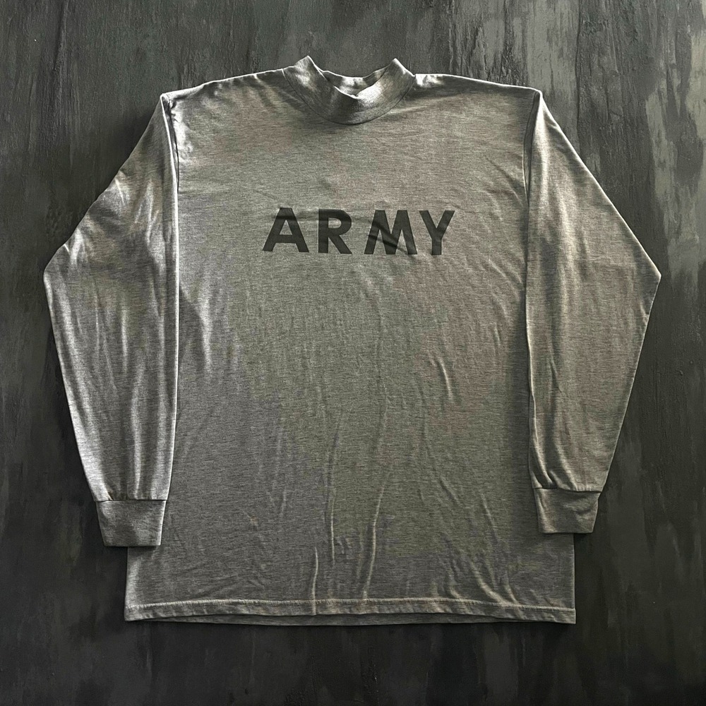 Modern ARMY Graphic Mock Neck Long Sleeve Shirt Mens XL Gray 2000s US Military